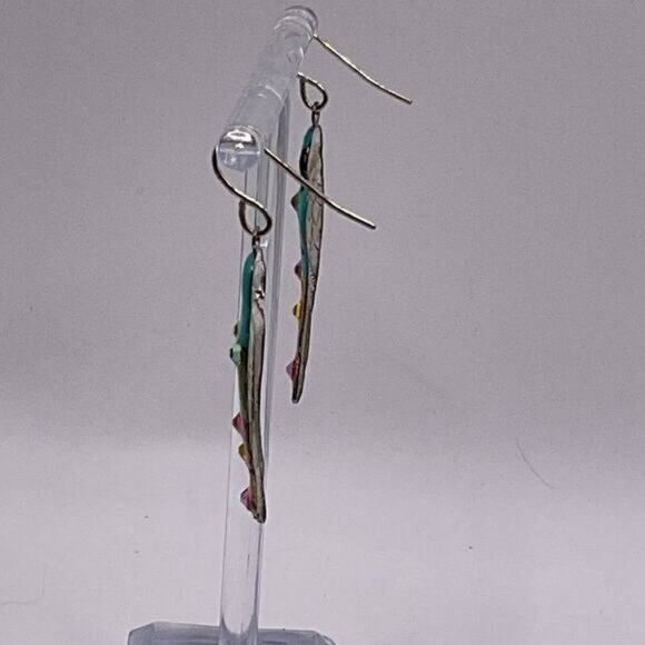 Colorful Parrot Drop Earrings With Enamel & Rhinestone Accents For Women - Picture 5 of 5